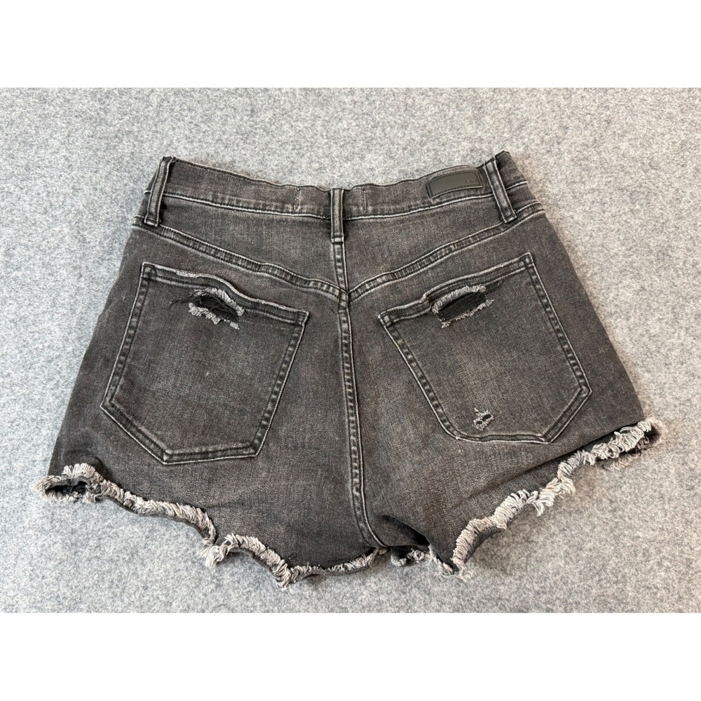 Abercrombie & Fitch High Rise Short Women 28/6 Black Distressed Denim Curve Love - Picture 8 of 8